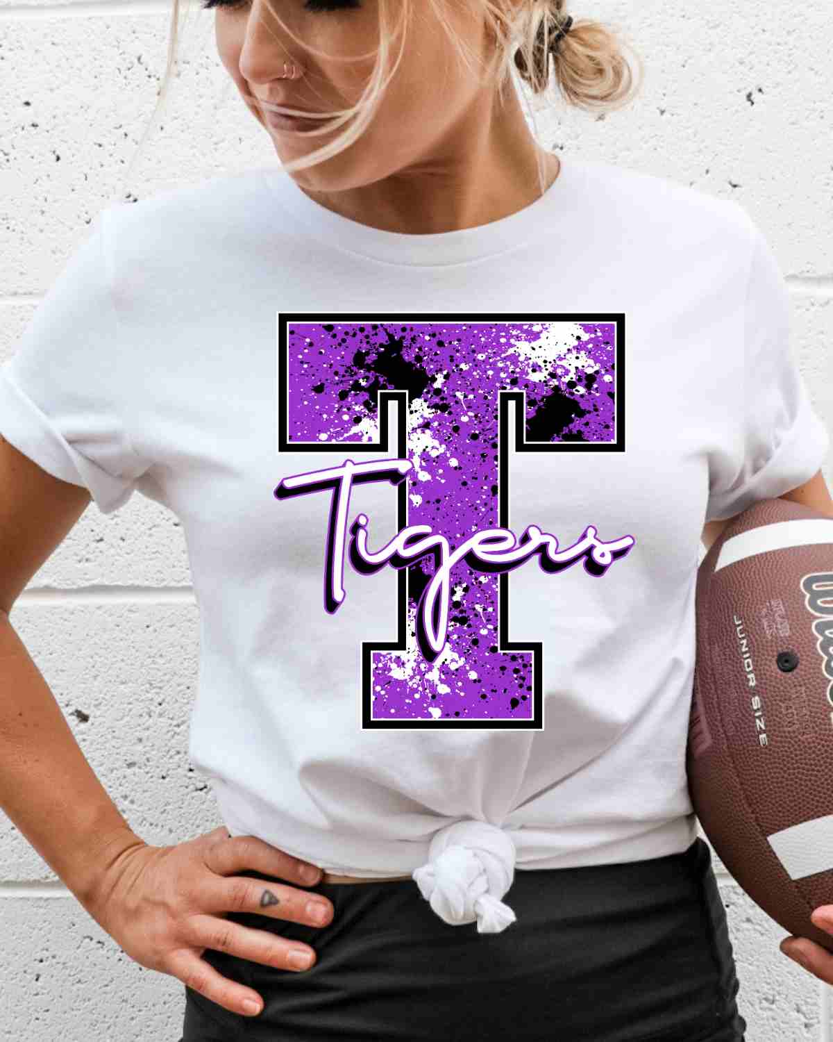 Letter T Tigers Splatter DTF Transfer - Rustic Grace Heat Transfer Company