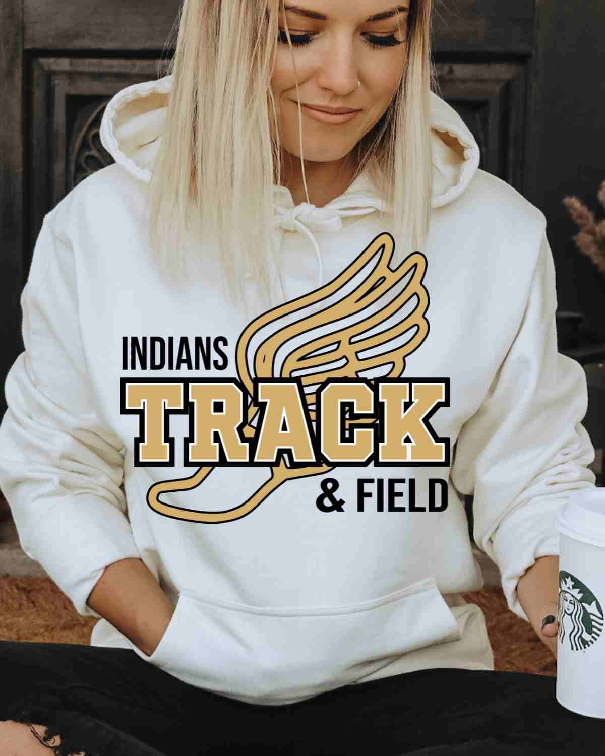 Indians Track & Field Winged Shoe DTF Transfer