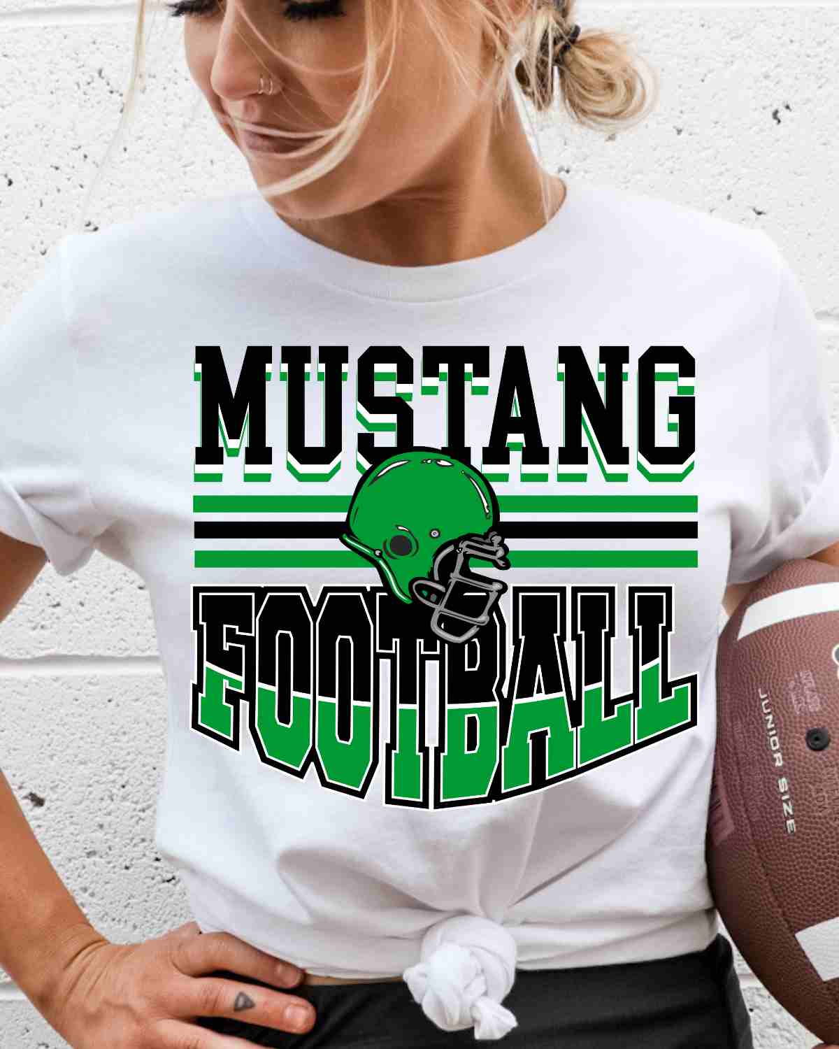 Mustang Football Helmet in middle DTF Transfer - Rustic Grace Heat Transfer Company
