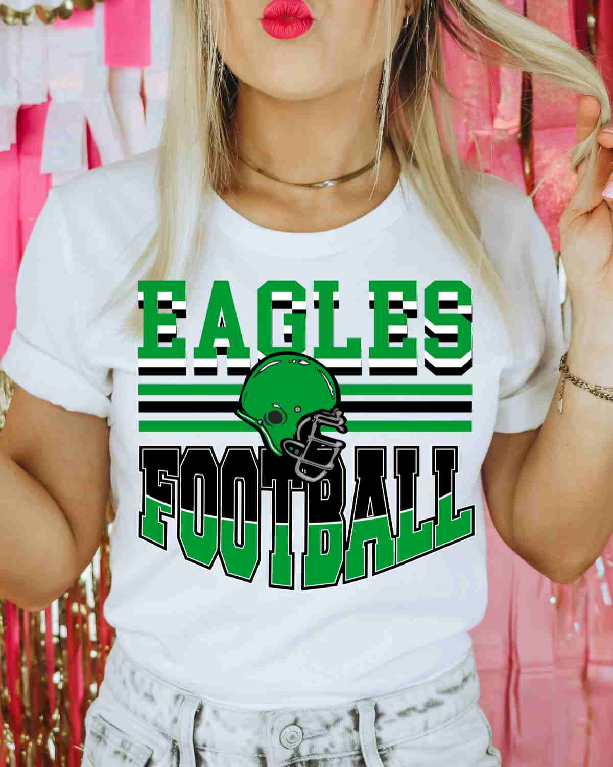 Eagles Football Helmet in Middle DTF Transfer