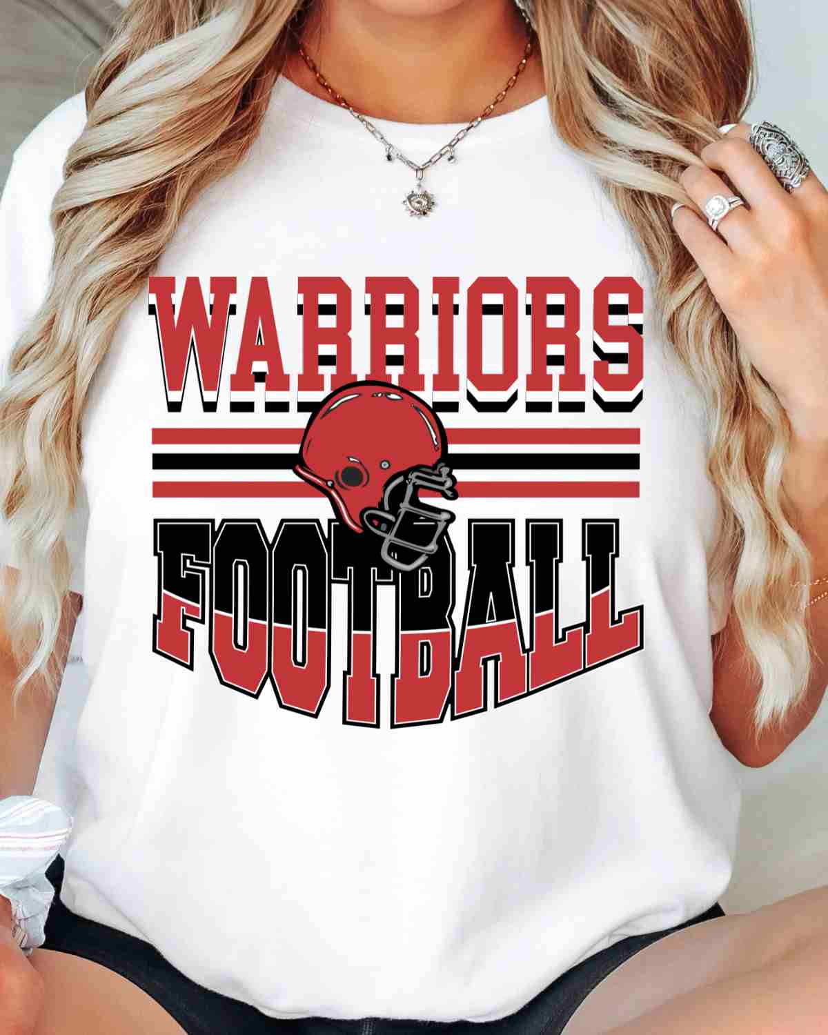 Warriors Football Helmet in Middle DTF Transfer