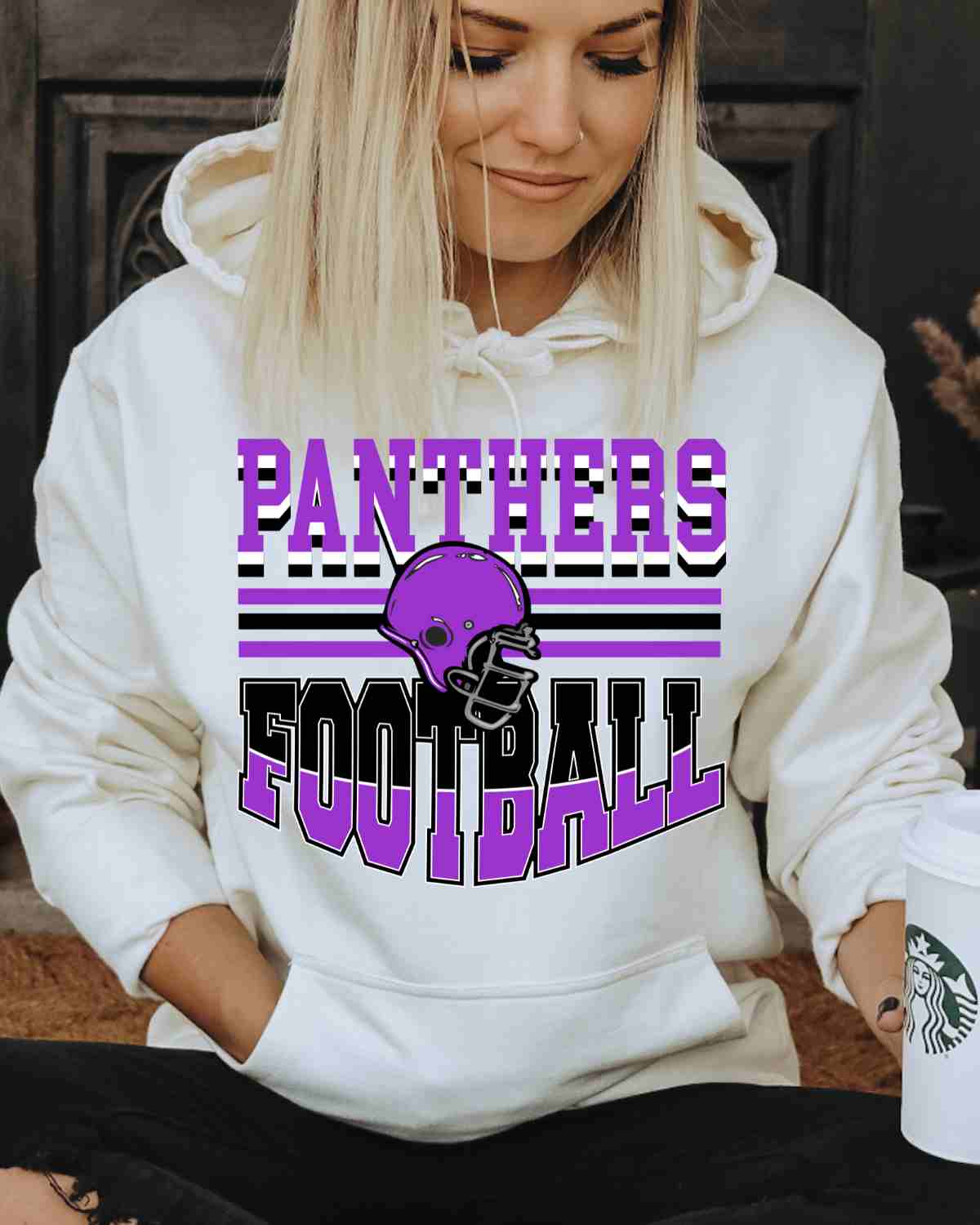 Panthers Football with Helmet DTF Transfer