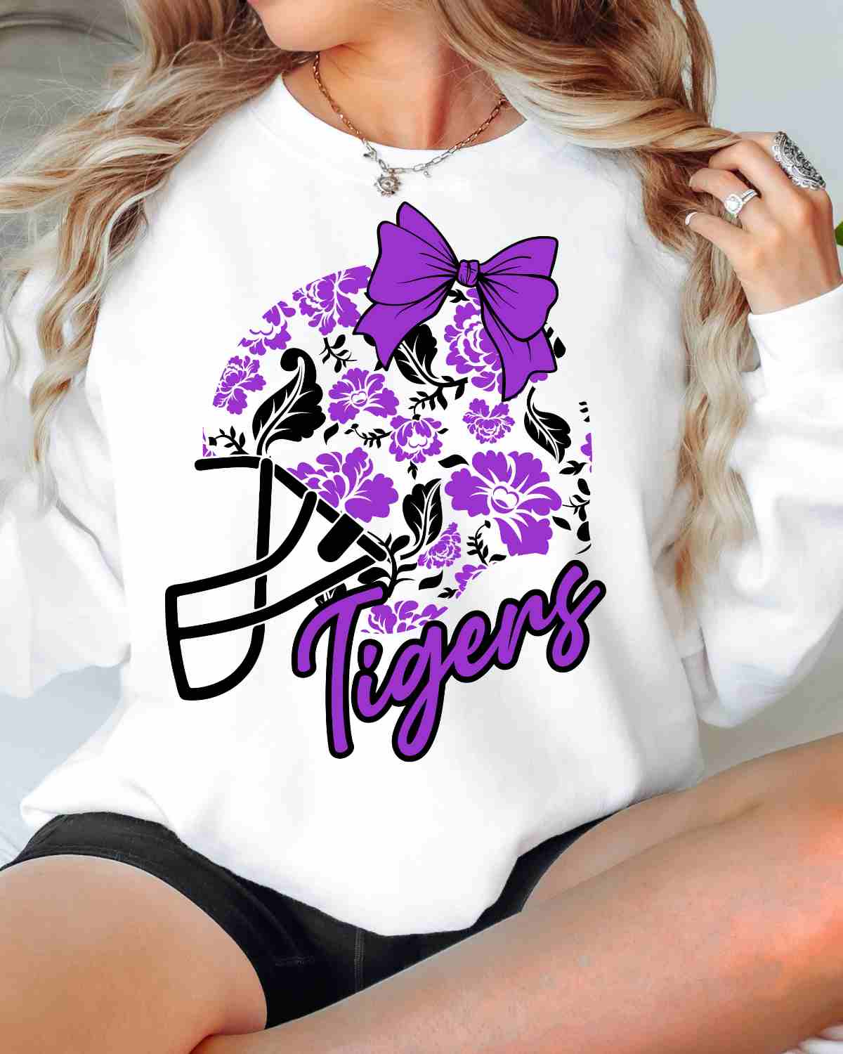 Tigers Floral Football Helmet DTF Transfer