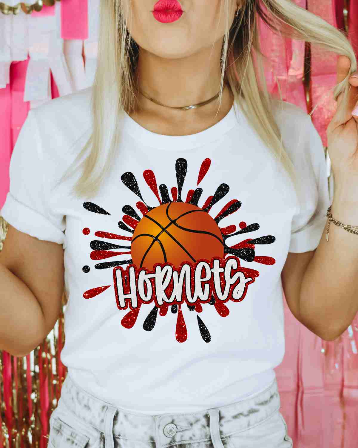 Hornets Basketball Splatter DTF Transfer