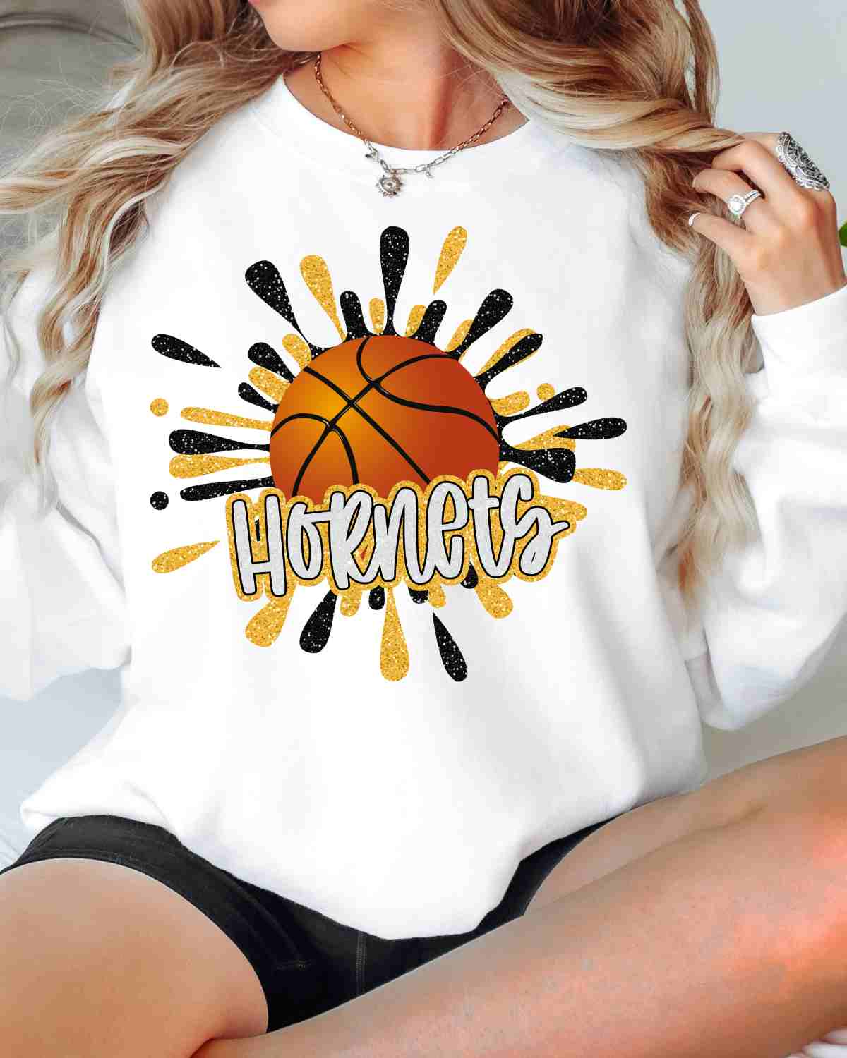 Hornets Basketball Splatter DTF Transfer