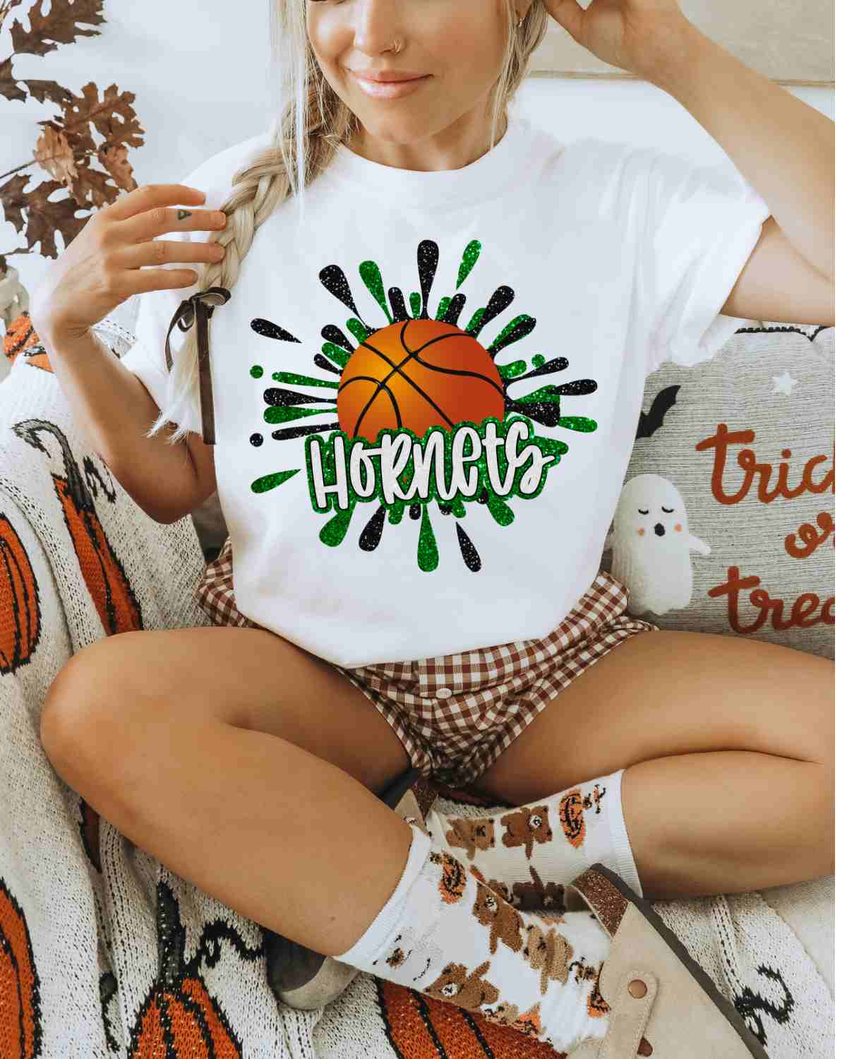 Hornets Basketball Splatter DTF Transfer