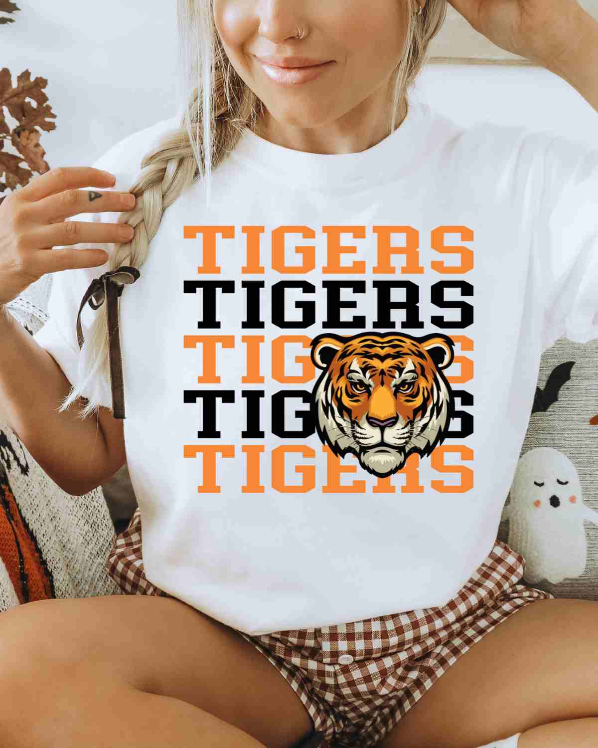 Tigers Repeat Logo DTF Transfer - Rustic Grace Heat Transfer Company