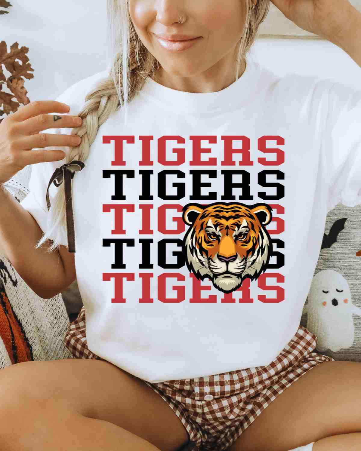 Tigers Repeat Logo DTF Transfer - Rustic Grace Heat Transfer Company