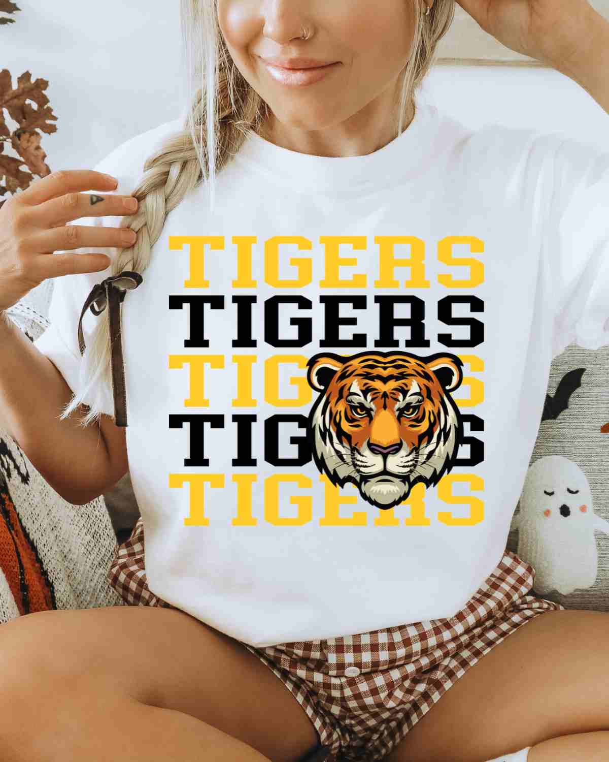 Tigers Repeat Logo DTF Transfer - Rustic Grace Heat Transfer Company
