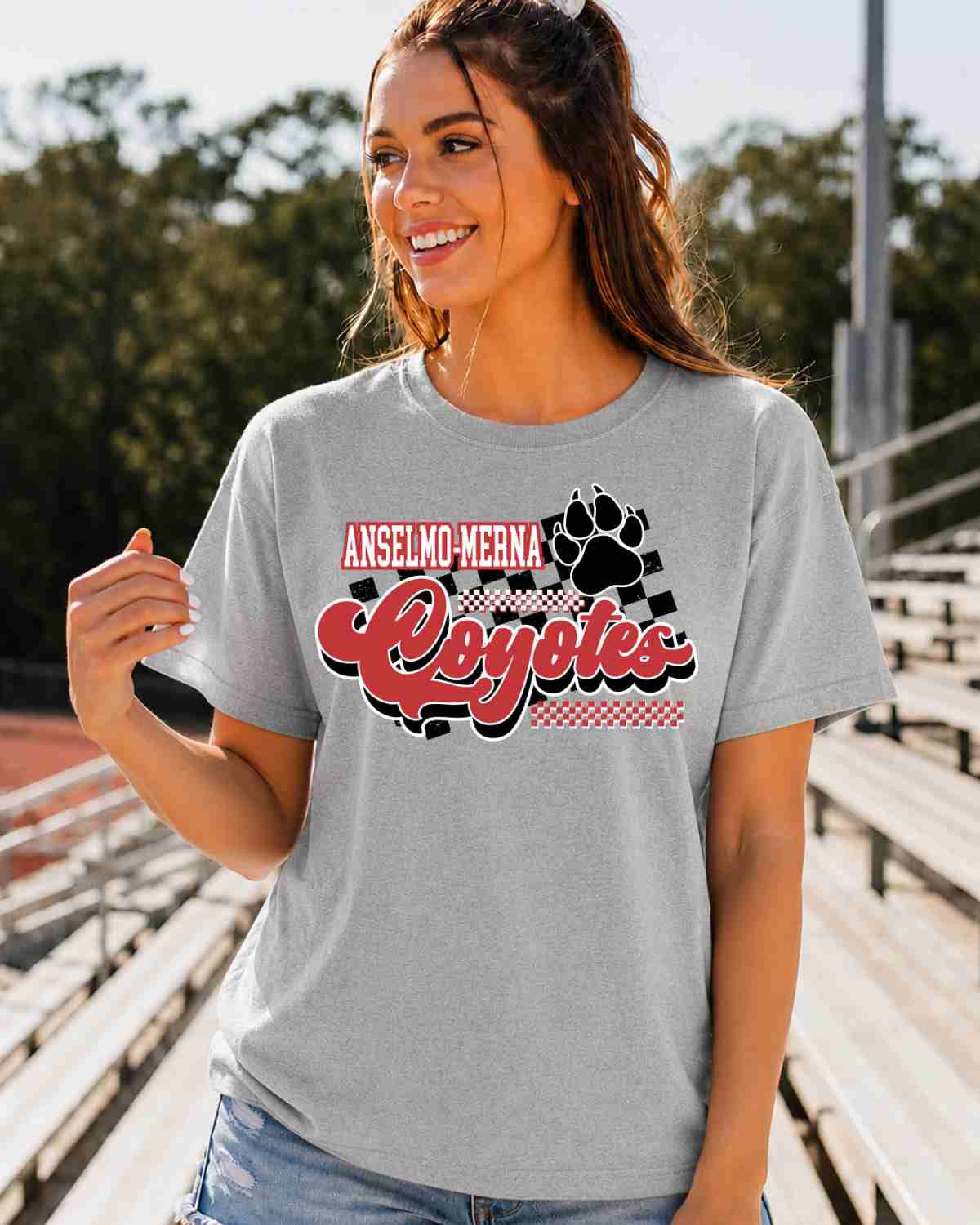 Anselmo-Merna Coyotes Checkered Paw DTF Transfer