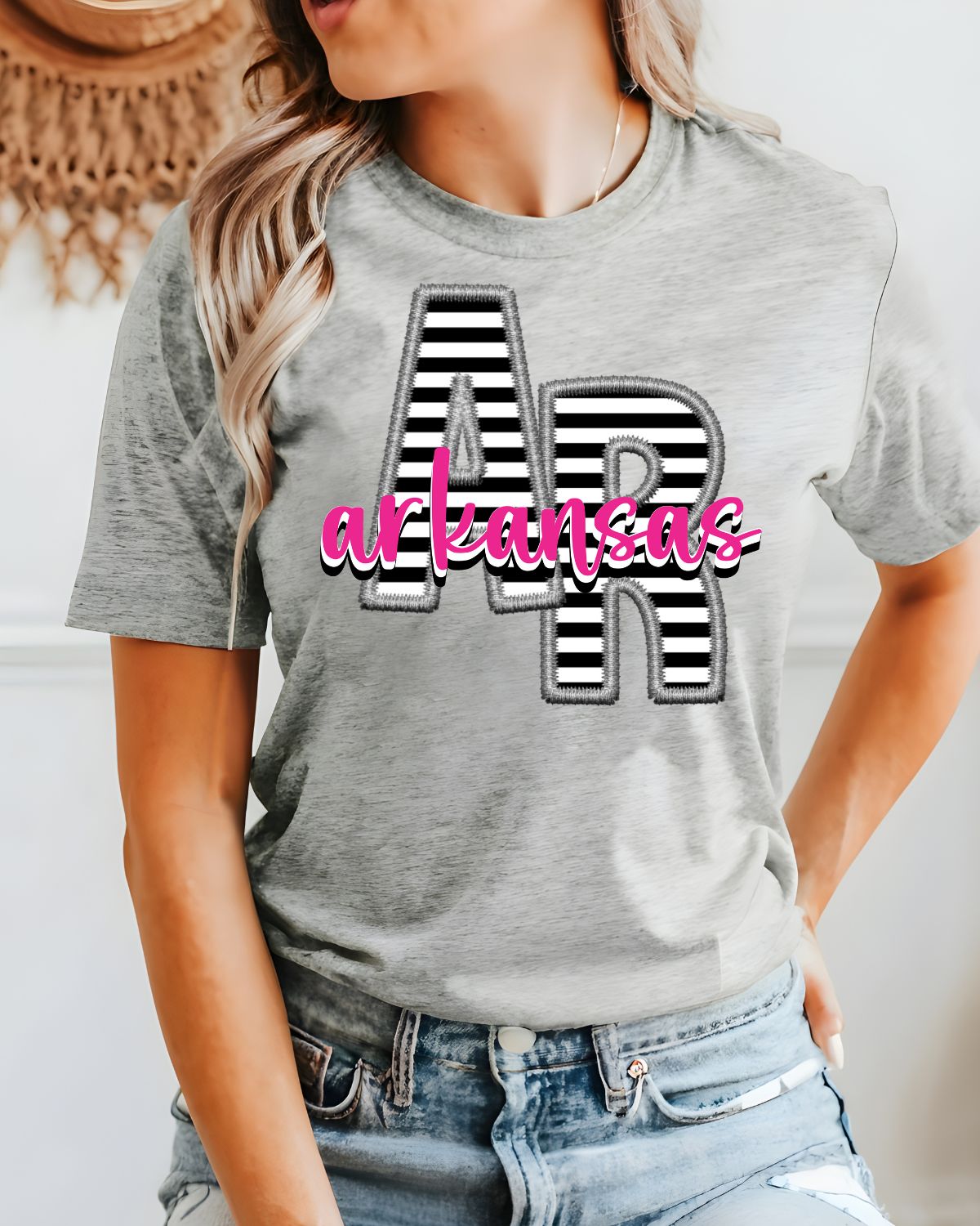 Arkansas Stitched Letter DTF Transfer