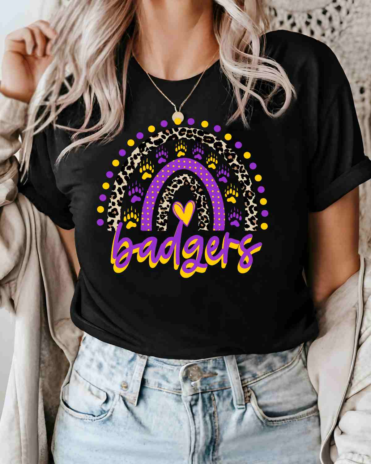 Badgers Rainbow Paw DTF Transfer