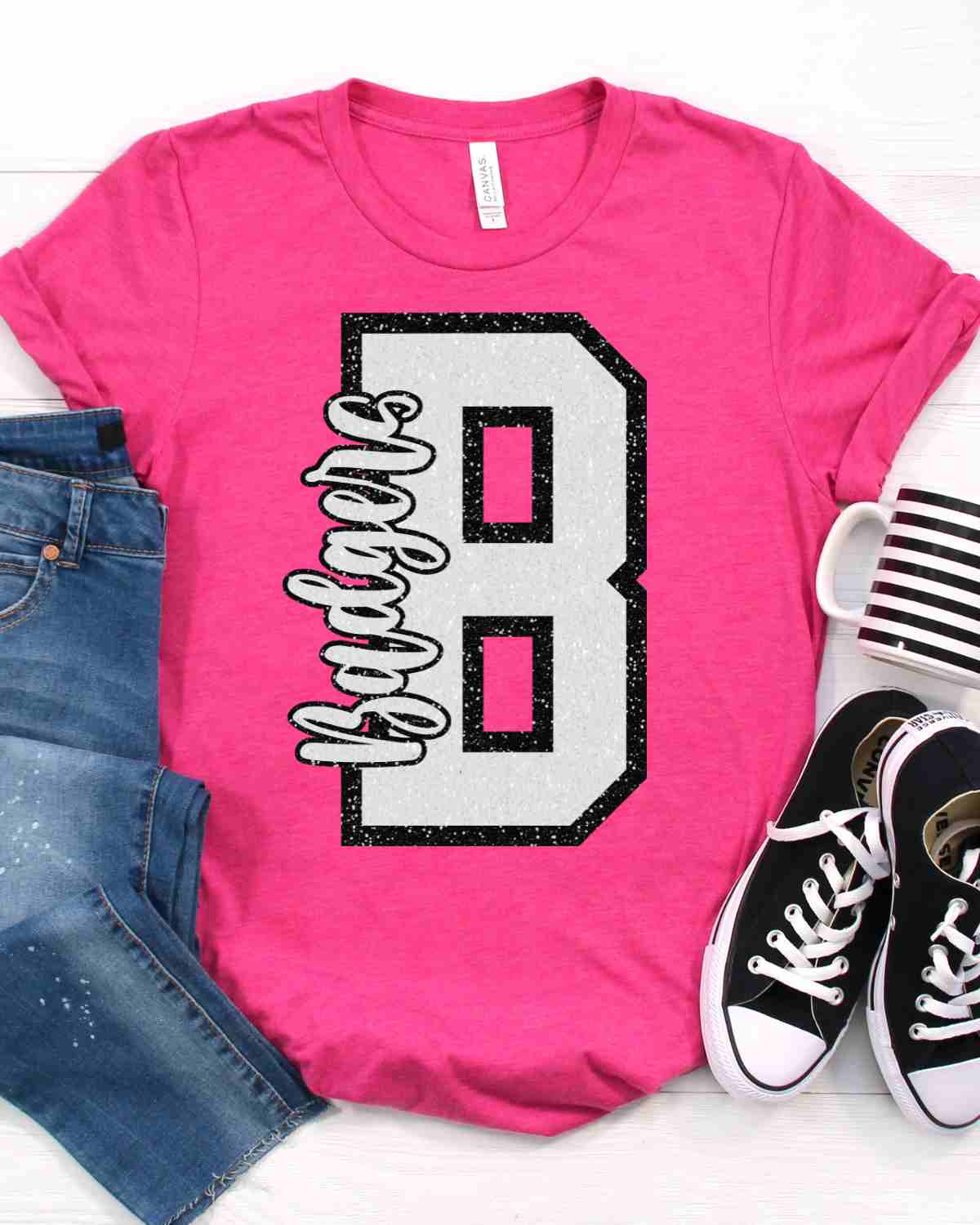 Badgers Glitter Letter DTF Transfer