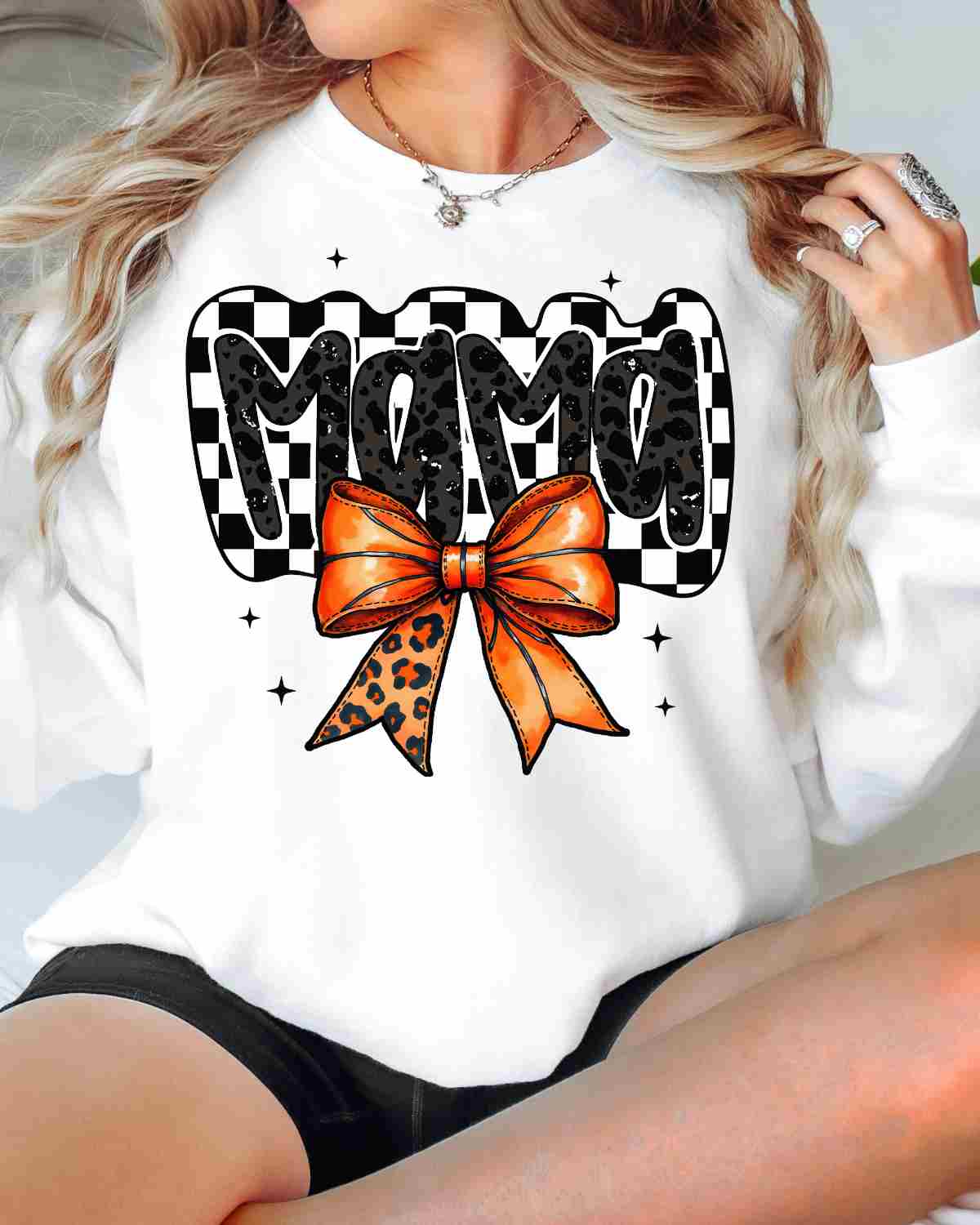 Checkered Basketball Mama Bow DTF Transfer