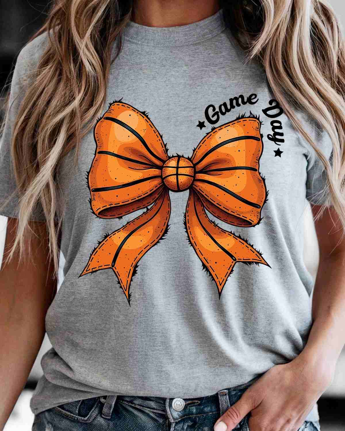 Game Day Basketball Bow DTF Transfer