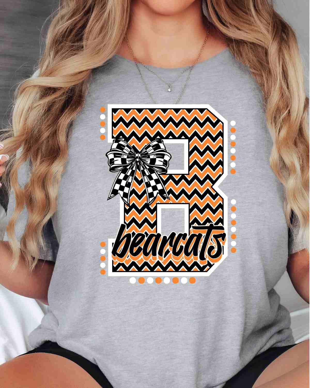 Bearcats Chevron Letter Bow DTF Transfer