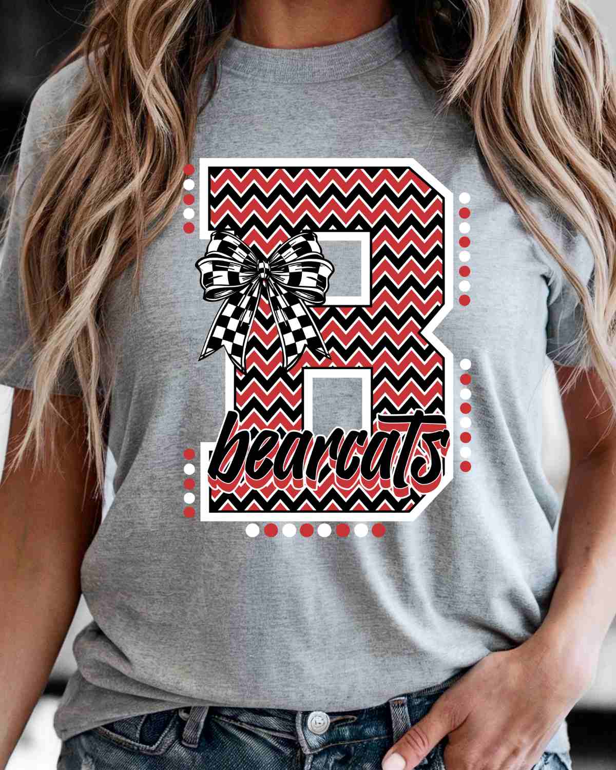 Bearcats Chevron Letter Bow DTF Transfer