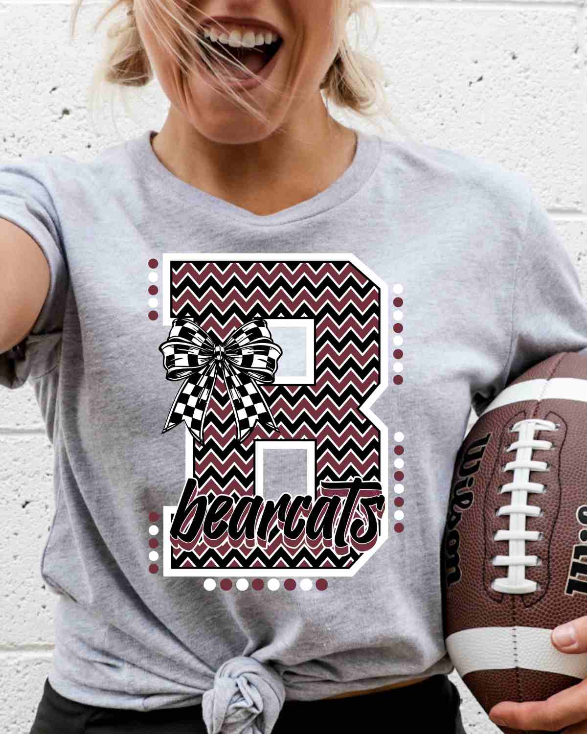 Bearcats Chevron Letter Bow DTF Transfer