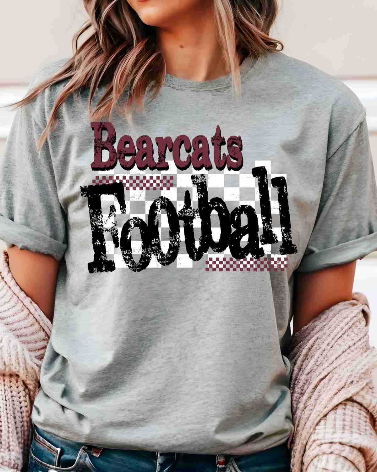 Bearcats Football Checkered Grunge DTF Transfer