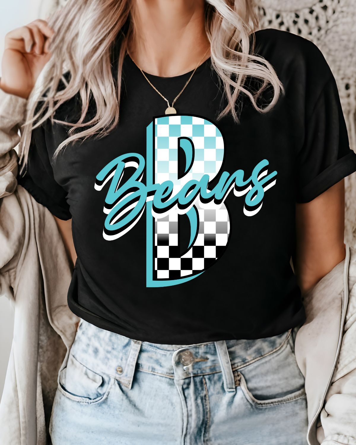 Bears Checkered Letter DTF Transfer