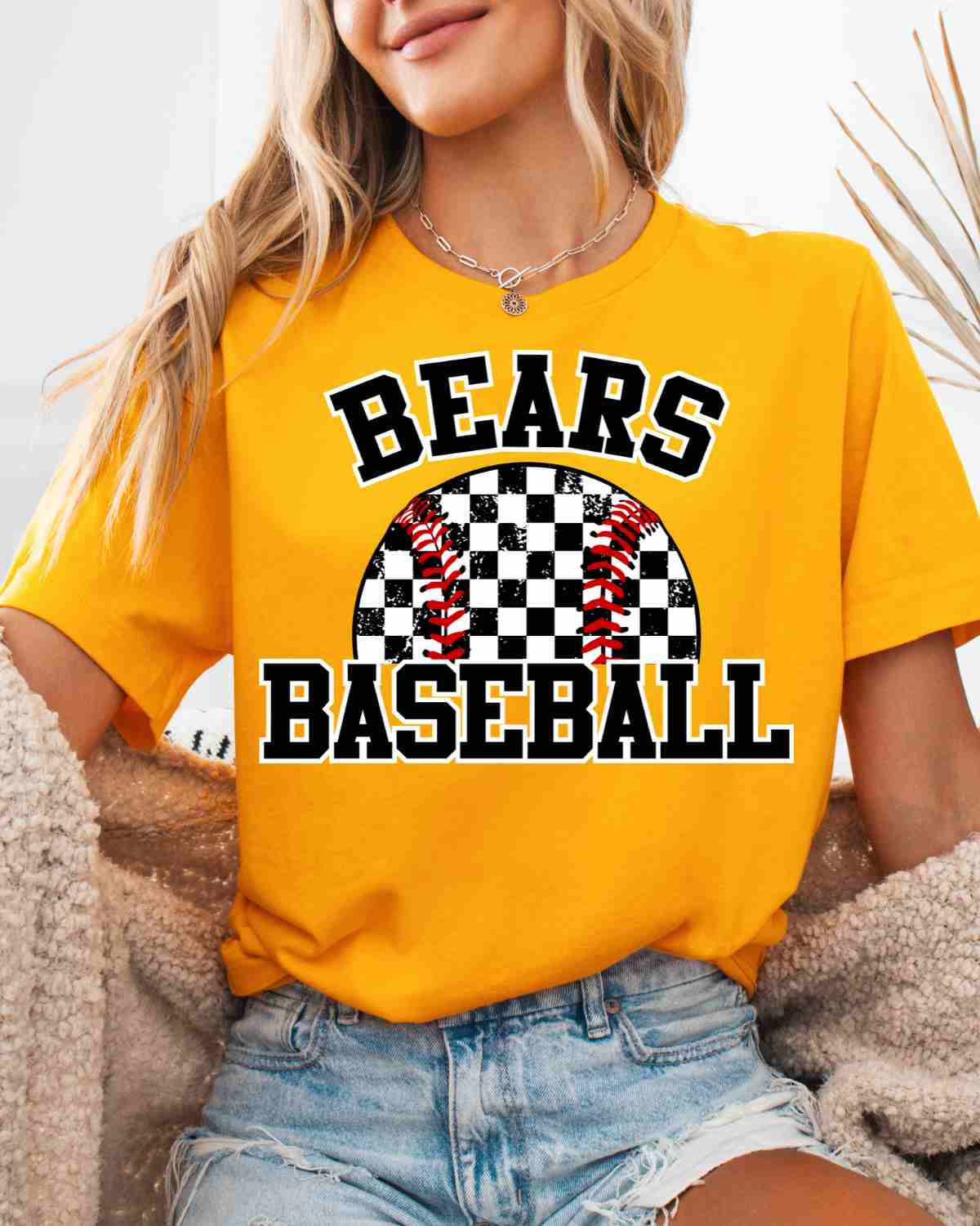 Bears Baseball Checkered DTF Transfer