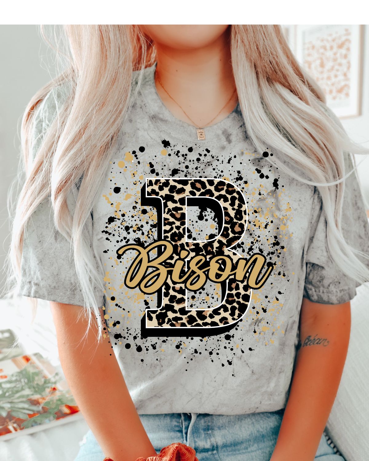 Bison Letter Splatter DTF Transfer