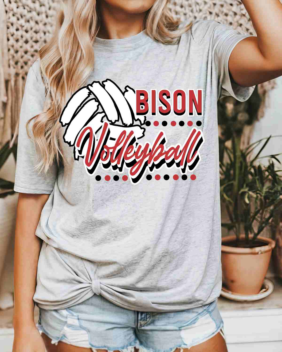 Bison Volleyball with Dots DTF Transfer
