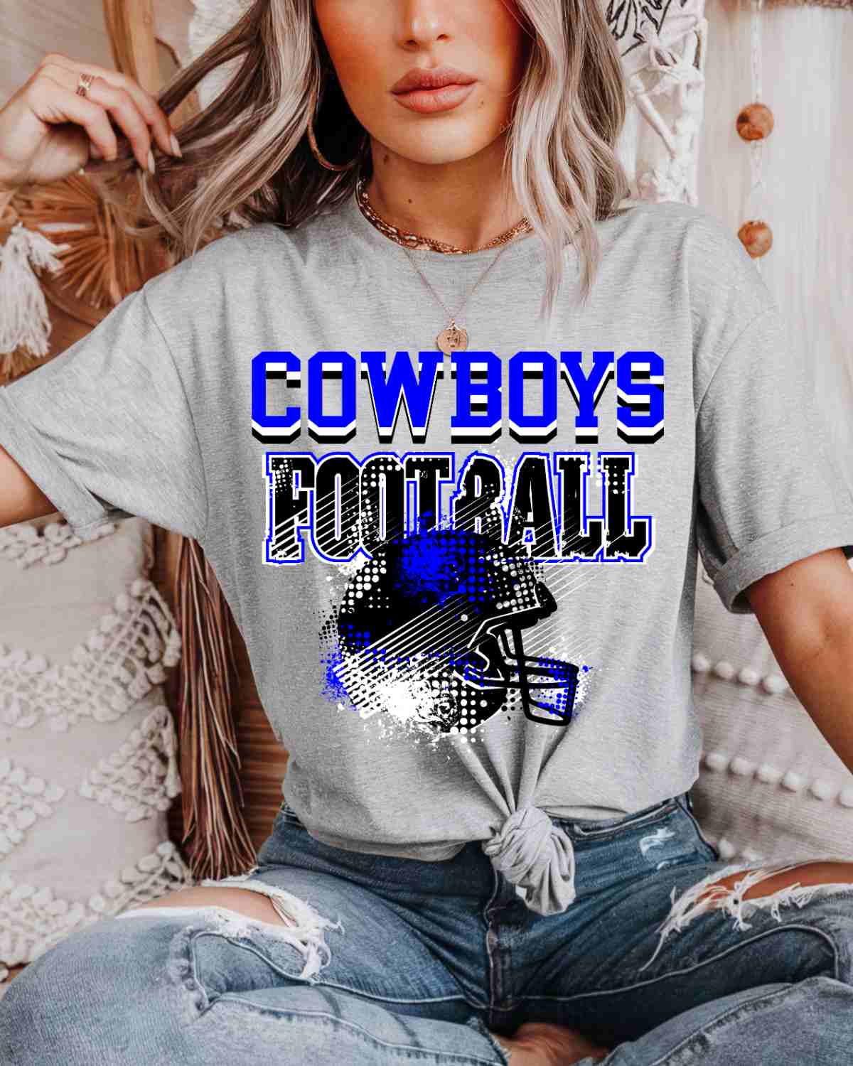 Cowboys Football Helmet Grunge DTF Transfer