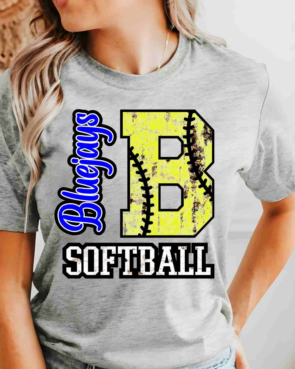 Bluejays Softball Rusted Letter DTF Transfer