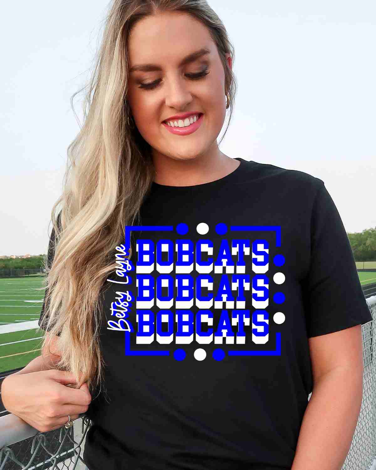 Betsy Layne Bobcats Rectangle with Dots DTF Transfer