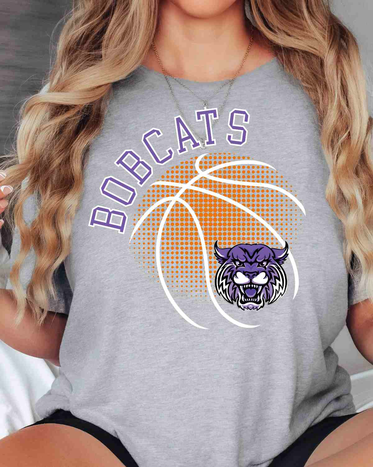 Bobcats Basketball Halftone Ball DTF Transfer
