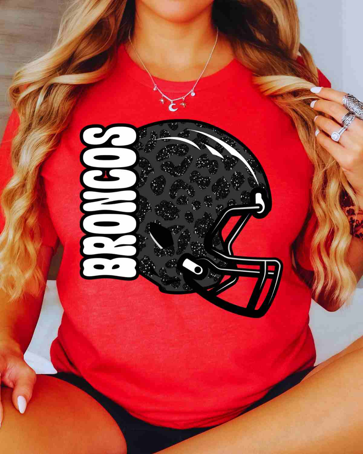 Broncos Leopard Football Helmet DTF Transfer