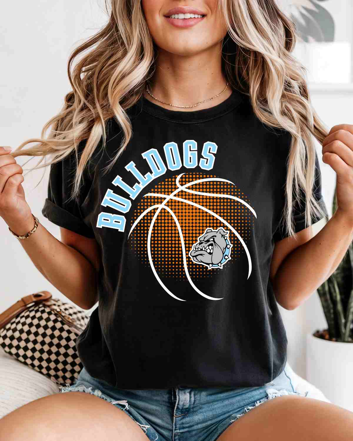 Bulldogs Basketball Halftone Ball DTF Transfer