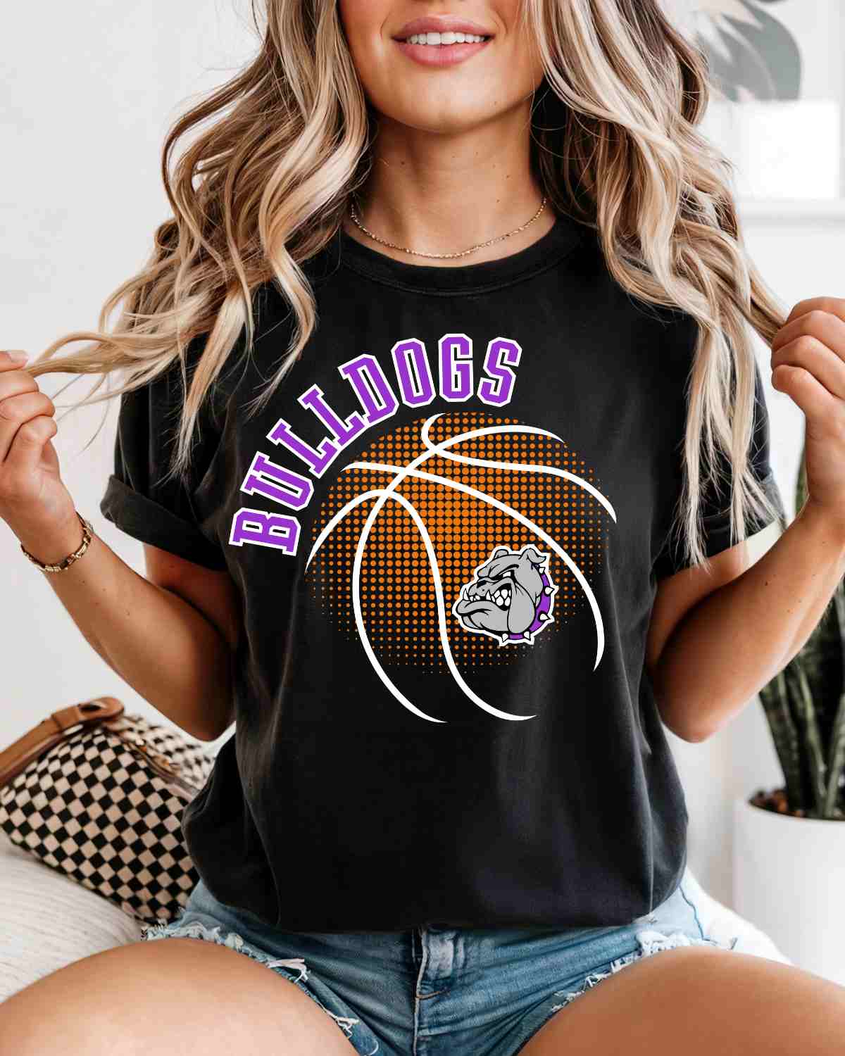 Bulldogs Basketball Halftone Ball DTF Transfer