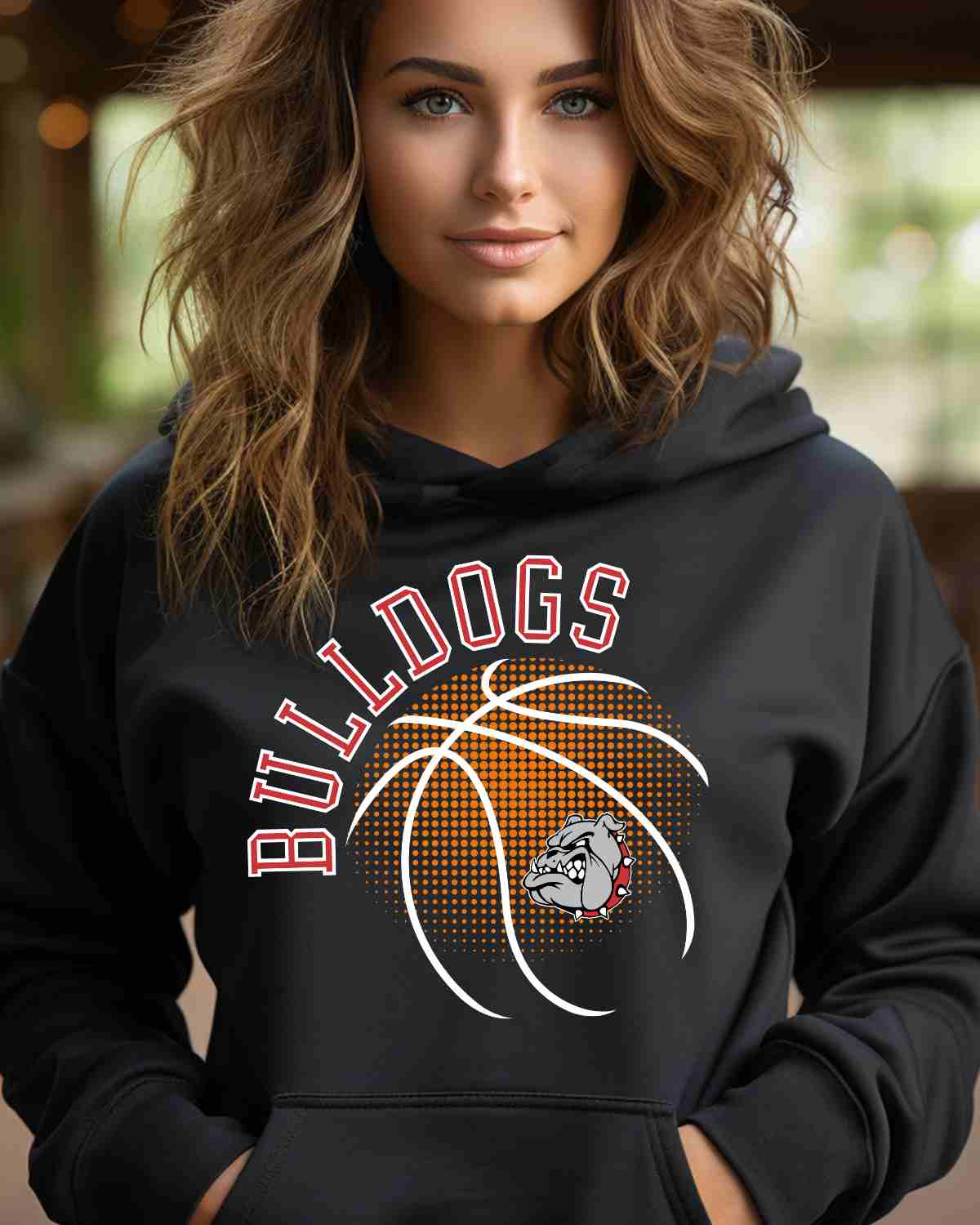 Bulldogs Basketball Halftone Ball DTF Transfer