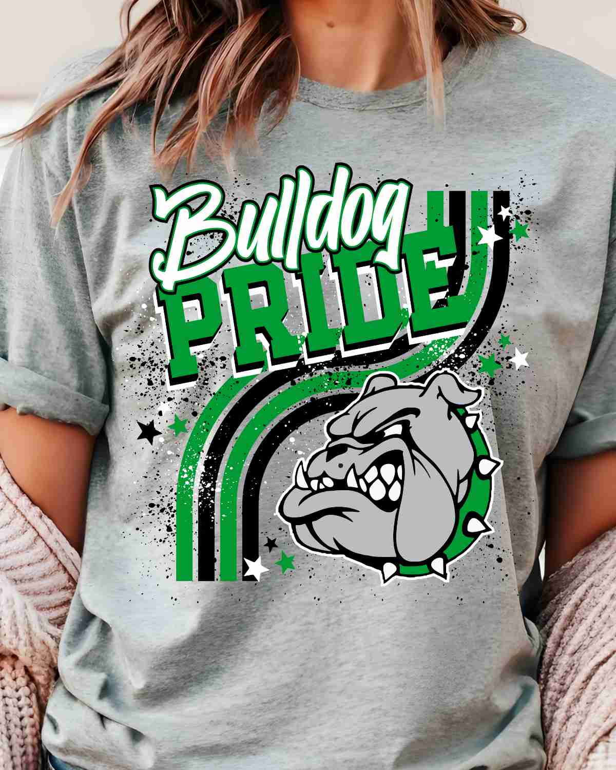 Bulldog Pride Wavy Stripes DTF Transfer