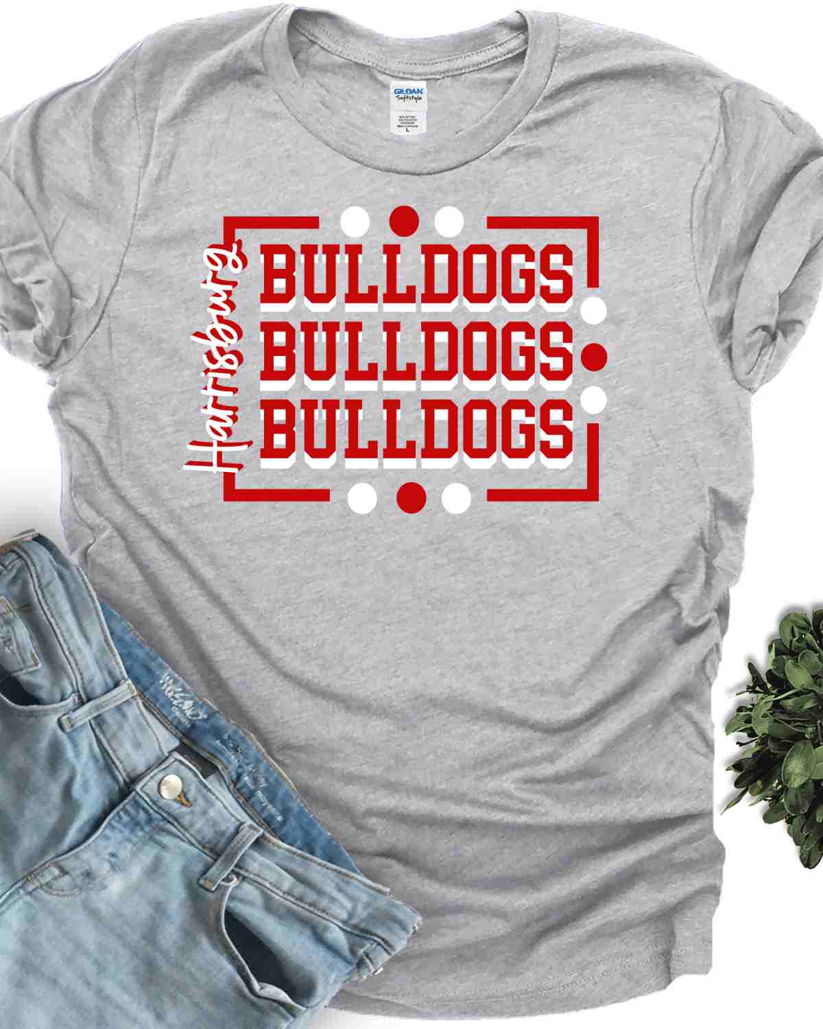 Harrisburg Bulldogs Rectangle with Dots DTF Transfer