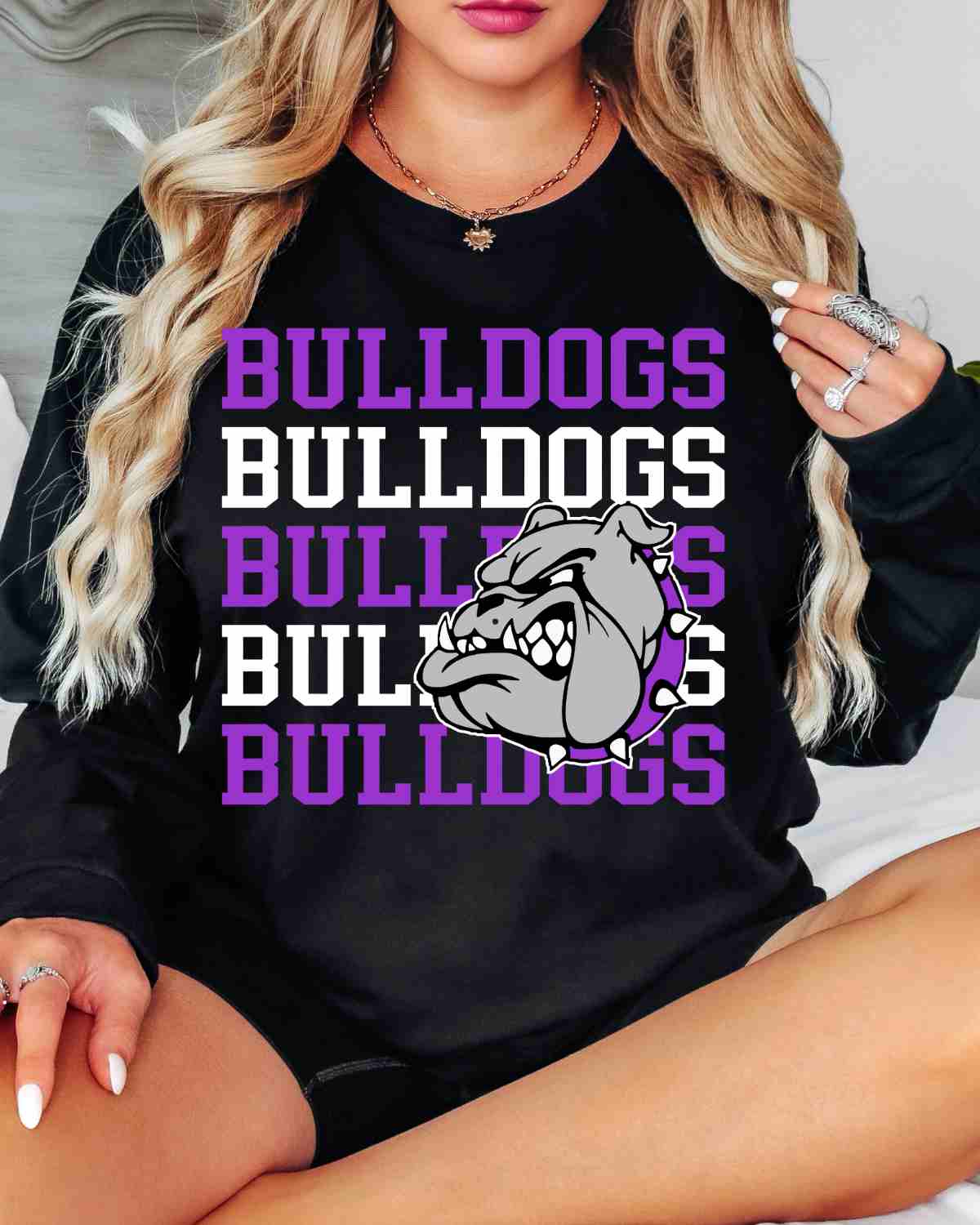 Bulldogs Repeating Logo DTF Transfer - Rustic Grace Heat Transfer Company