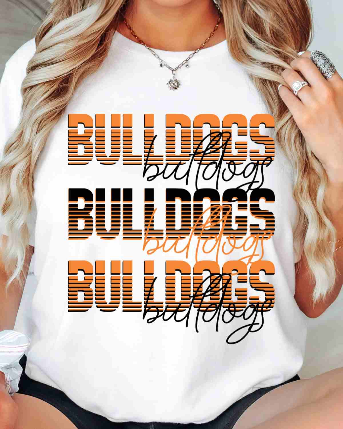 Bulldogs Sliced Letters Repeating DTF Transfer