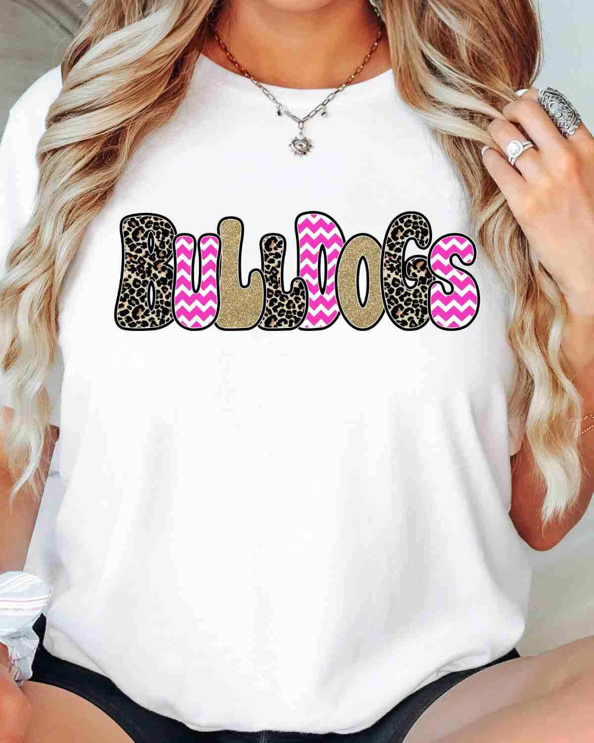 Bulldogs Pink Gold Word DTF Transfer