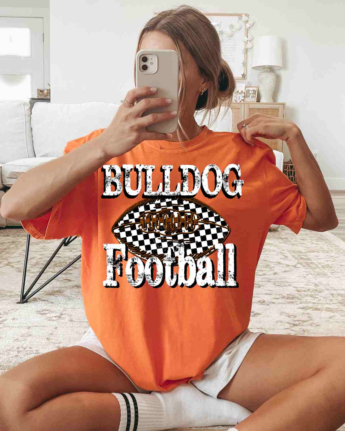 Bulldog Football Checkered DTF Transfer
