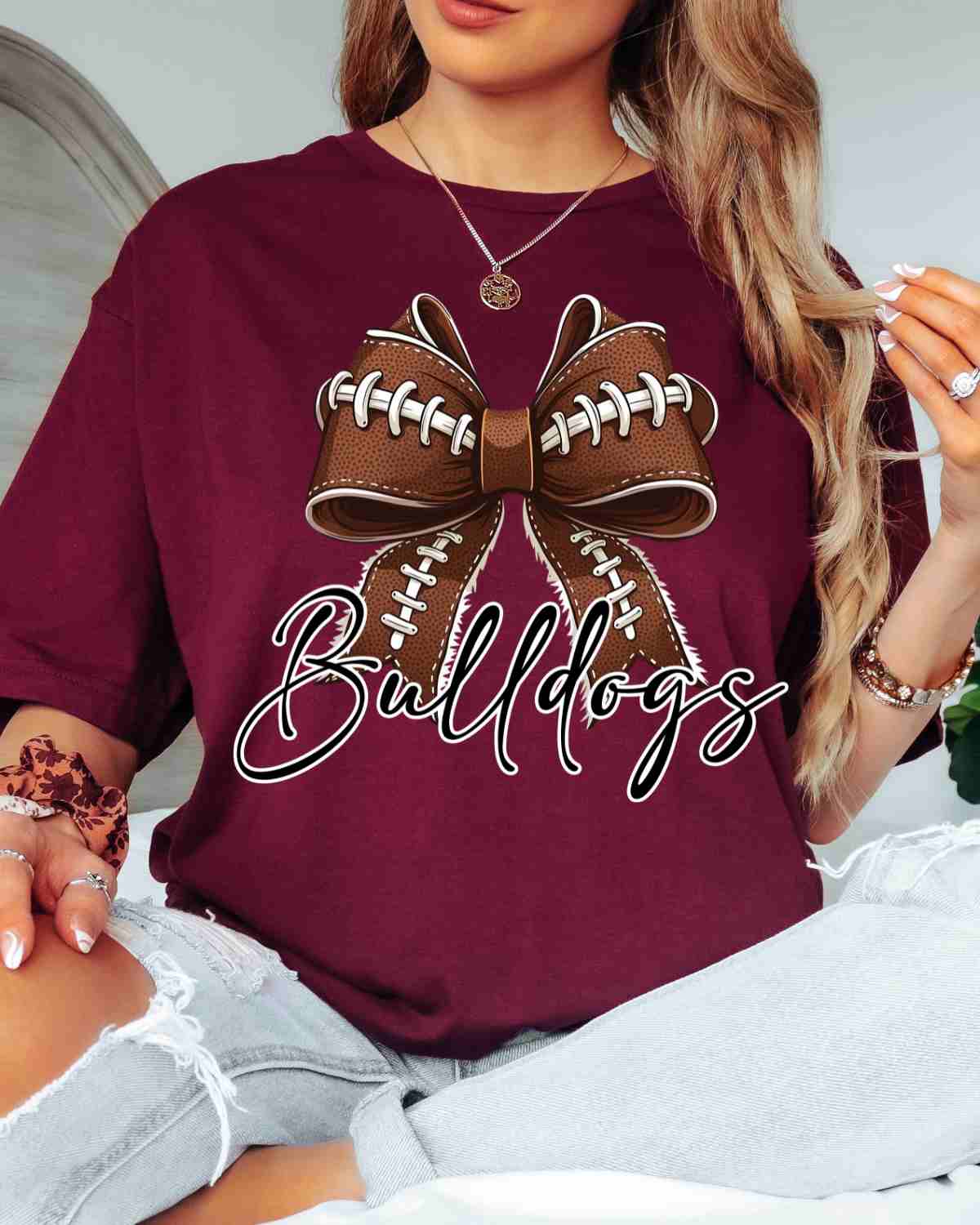 Bulldogs Football Coquette Bow DTF Transfer