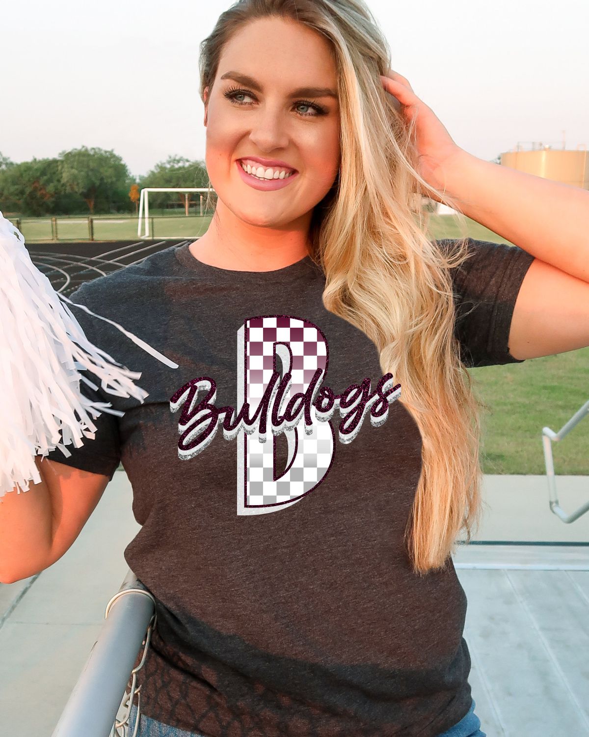 Bulldogs Checkered Letter DTF Transfer