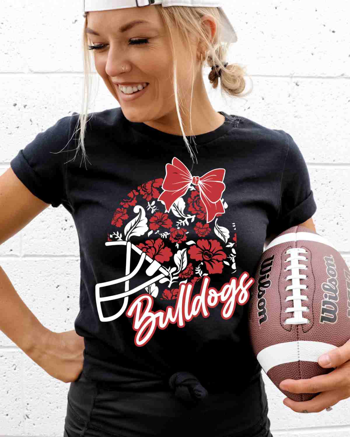 Bulldogs Floral Football Helmet DTF Transfer