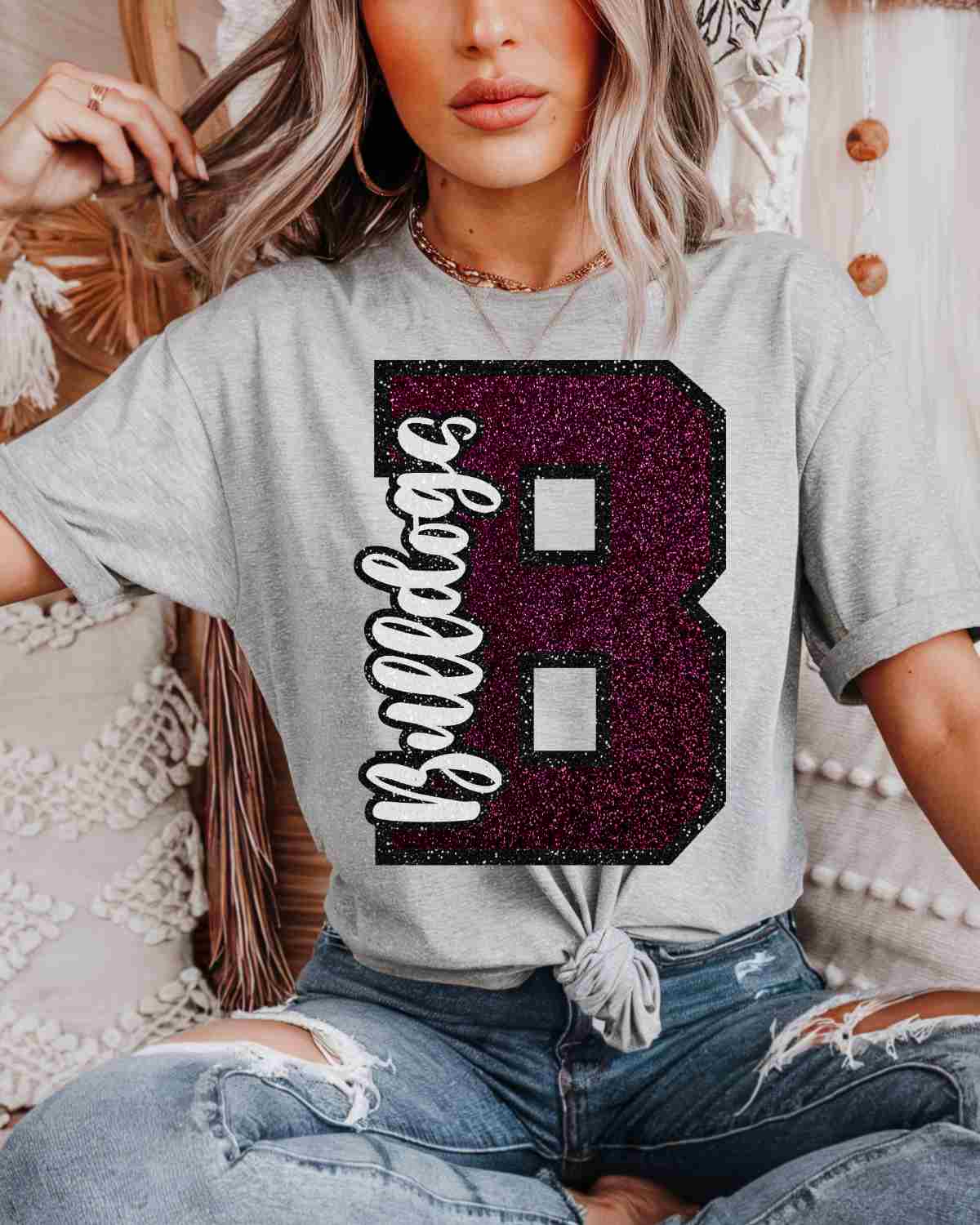 Bulldogs Glitter Letter DTF Transfer