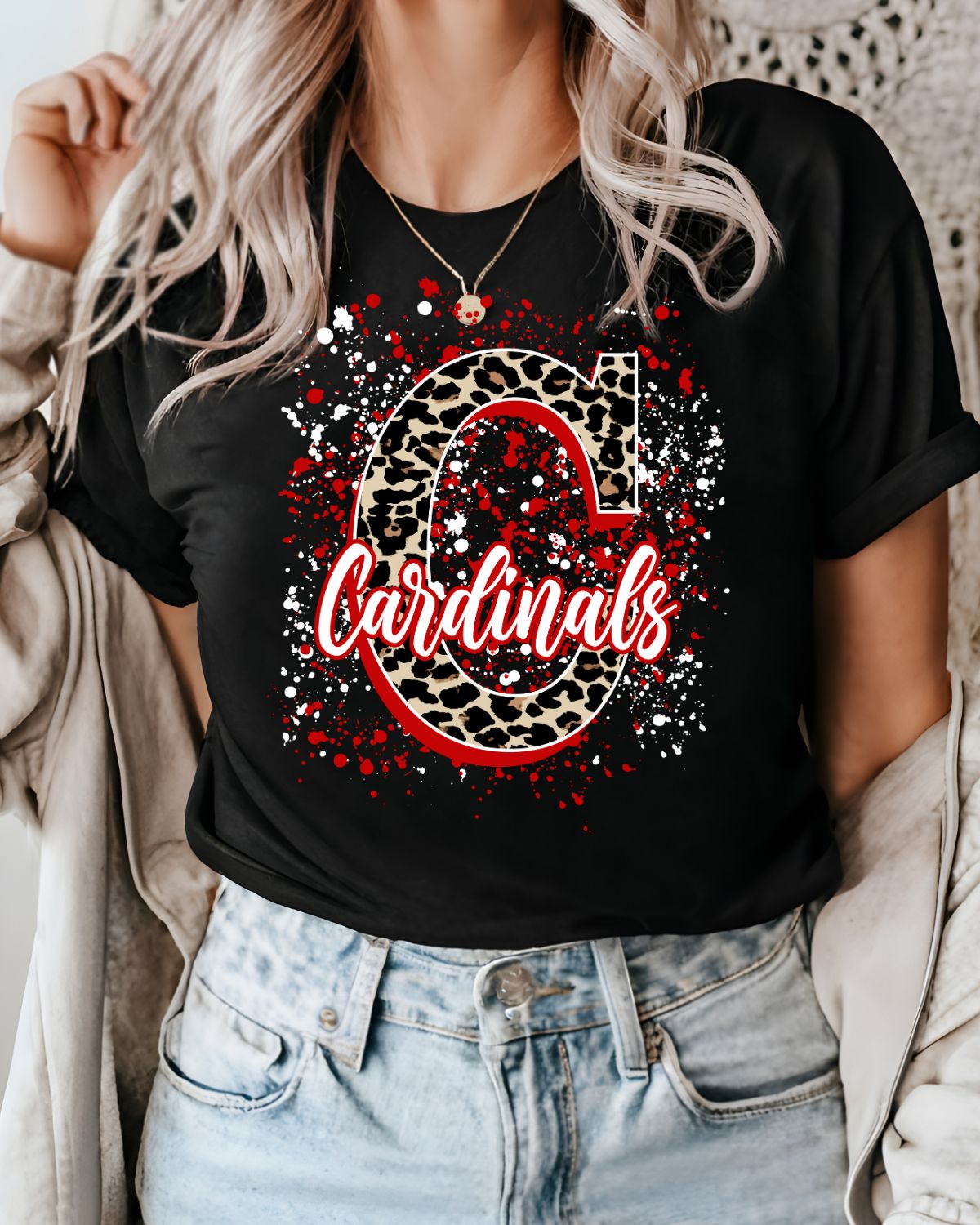 Cardinals Letter Splatter DTF Transfer