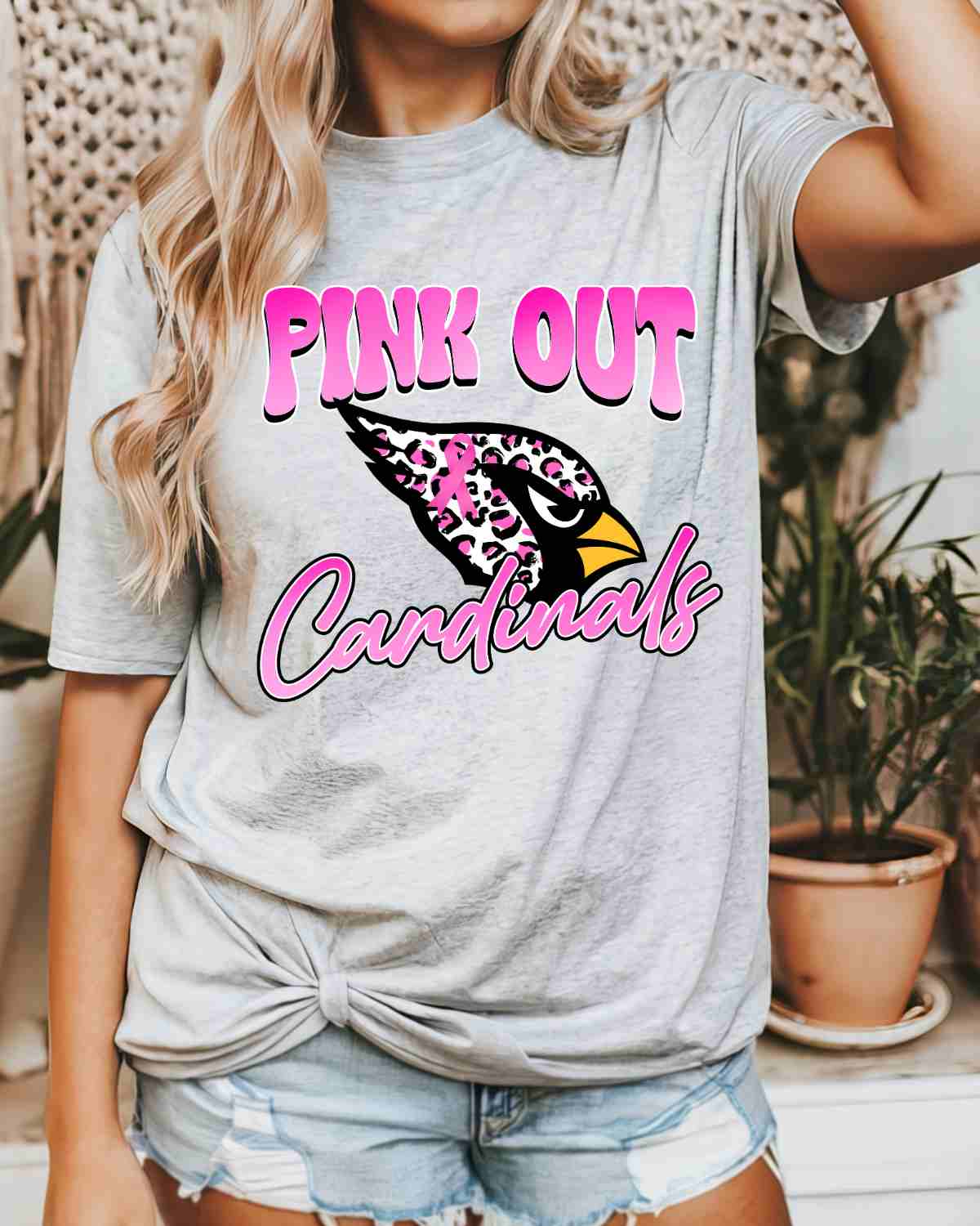 Pink Out Cardinals Logo DTF Transfer