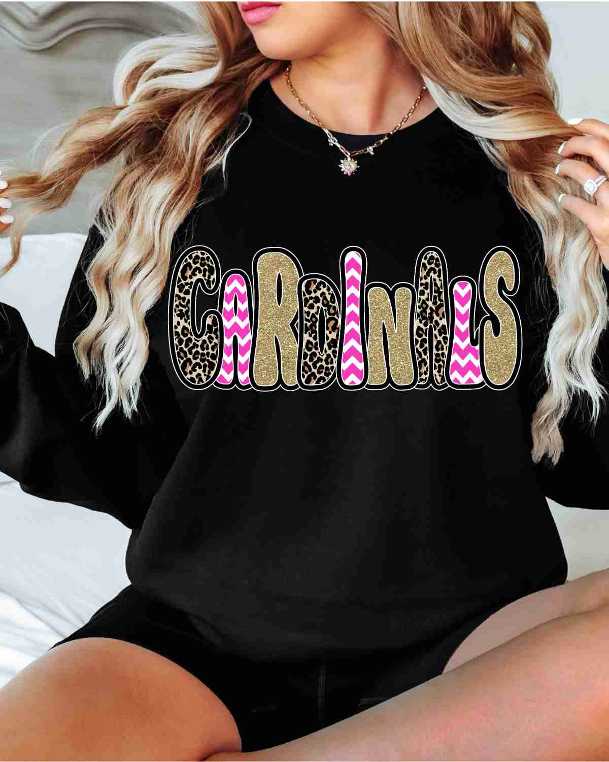 Cardinals Leopard Pink Gold Word DTF Transfer