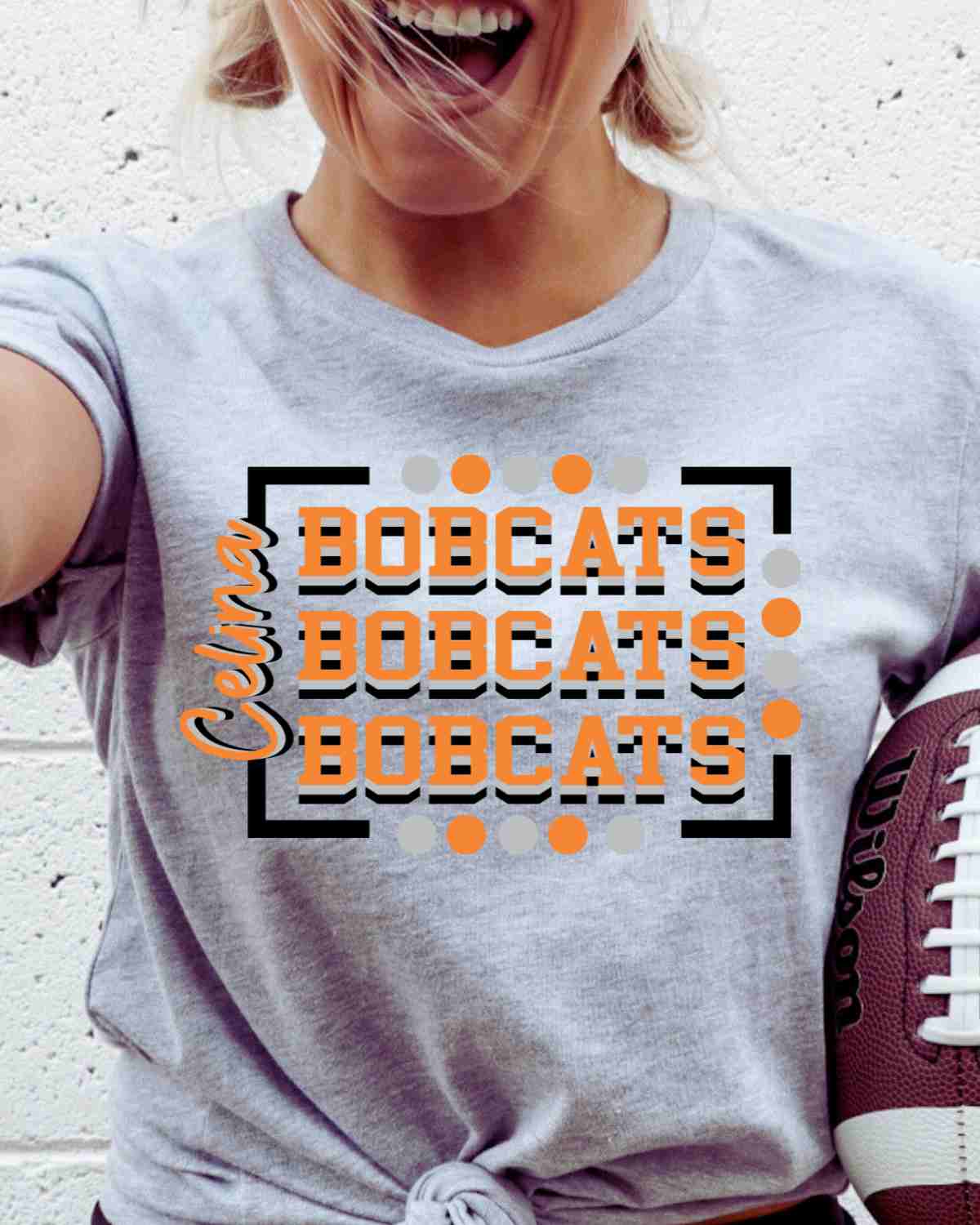 Celina Bobcats Rectangle with Dots DTF Transfer