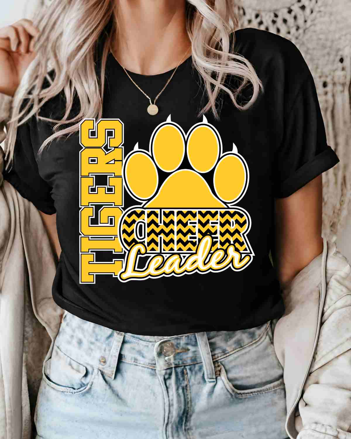 Tigers Cheerleader Paw Chevron DTF Transfer